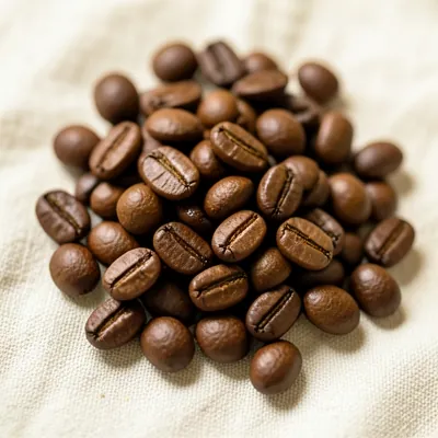 Medium roast coffee beans, chocolate brown