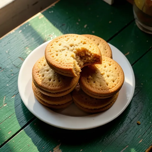 A plate of round butter biscuits