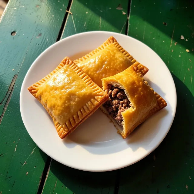 Golden square mutton pastries