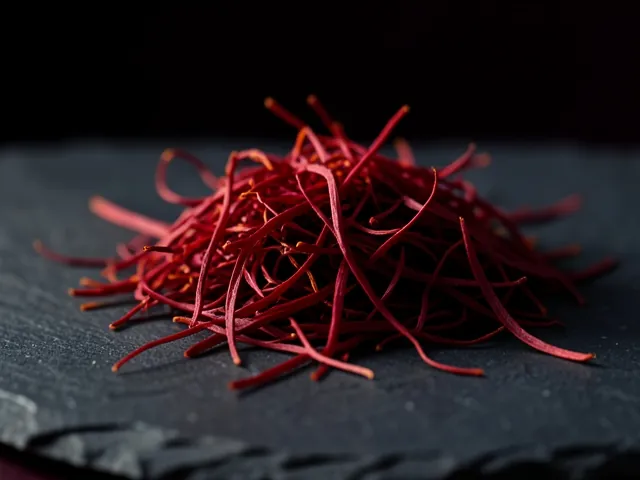 A small pile of short, all-red saffron threads