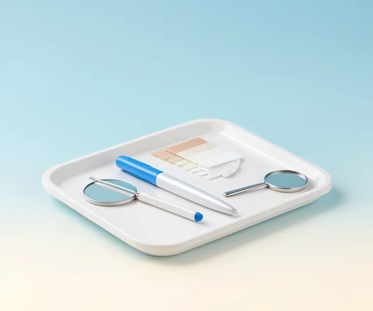 Curing light and a shade guide of tooth-coloured resin