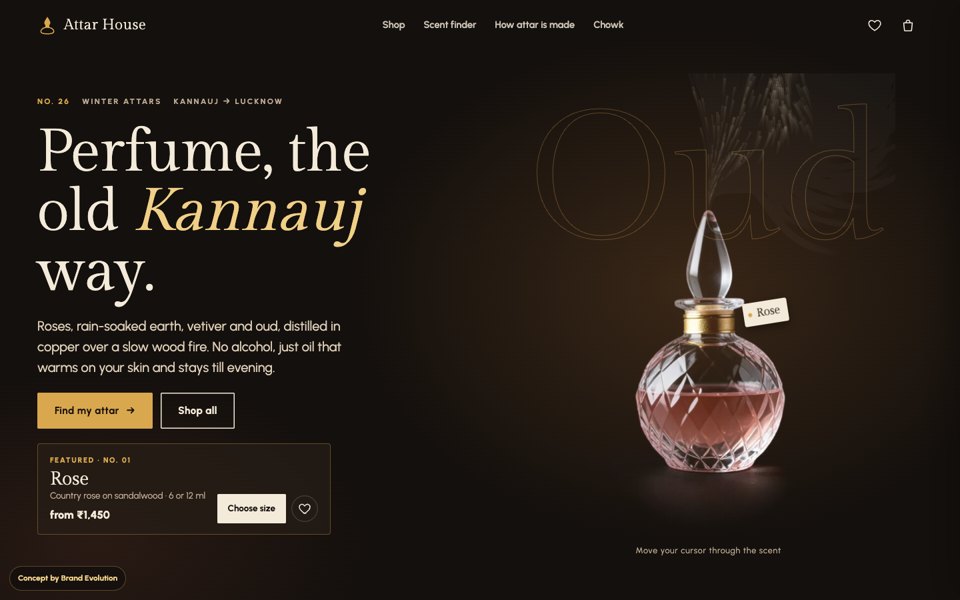 Attar House concept homepage
