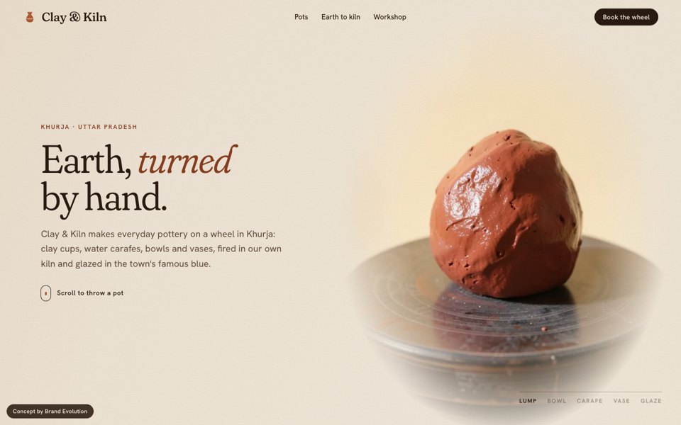 Clay & Kiln concept homepage
