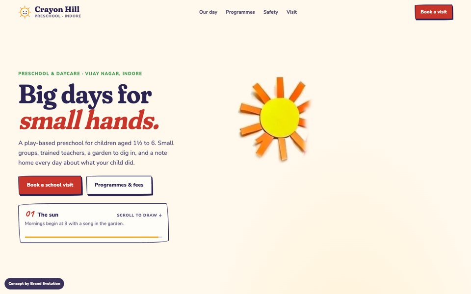 Crayon Hill Preschool concept homepage