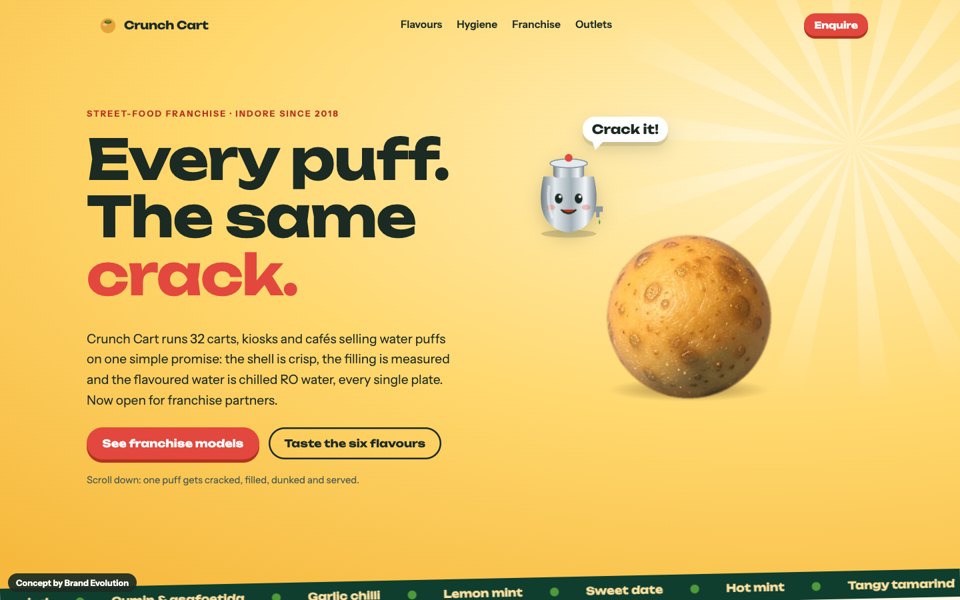 Crunch Cart concept homepage
