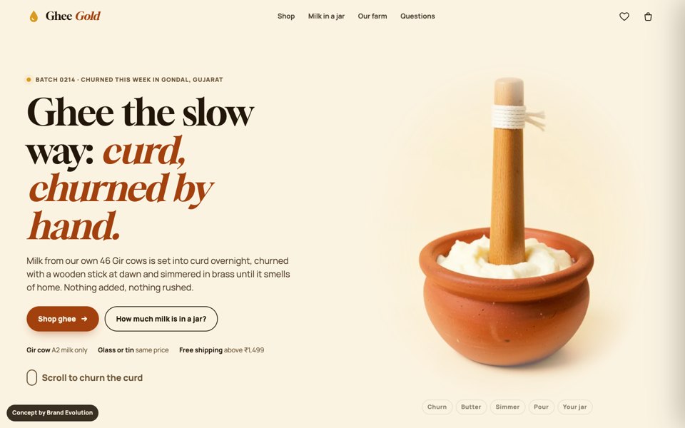 Ghee Gold concept homepage