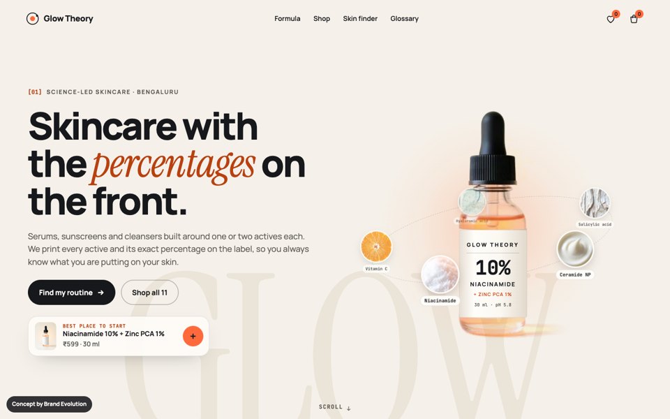 Glow Theory concept homepage