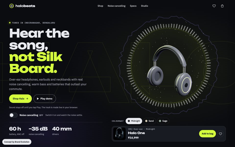 Halo Beats concept homepage