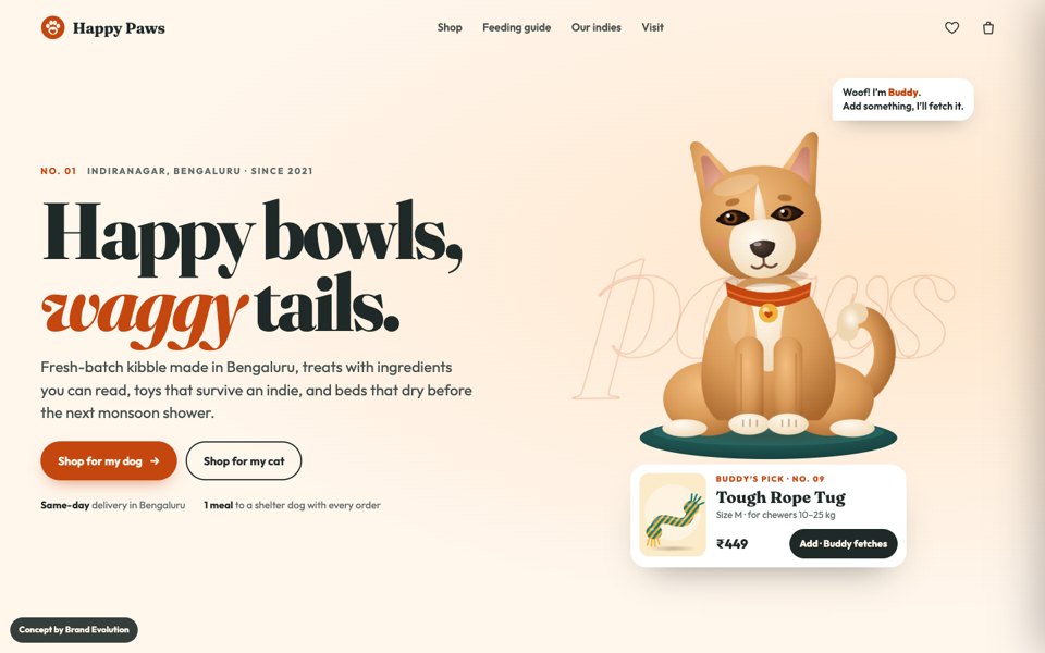 Happy Paws concept homepage