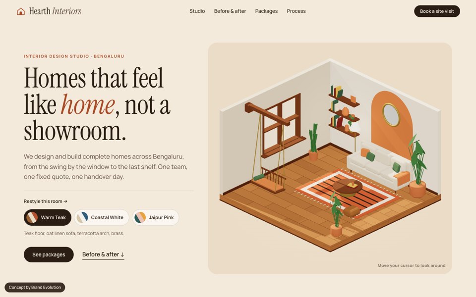 Hearth Interiors concept homepage