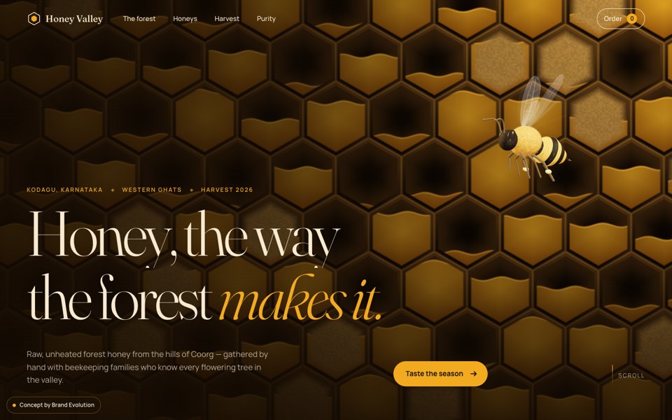 Honey Valley concept homepage