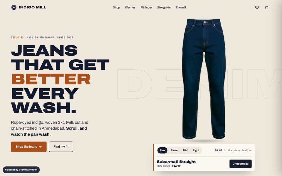 Indigo Mill concept homepage