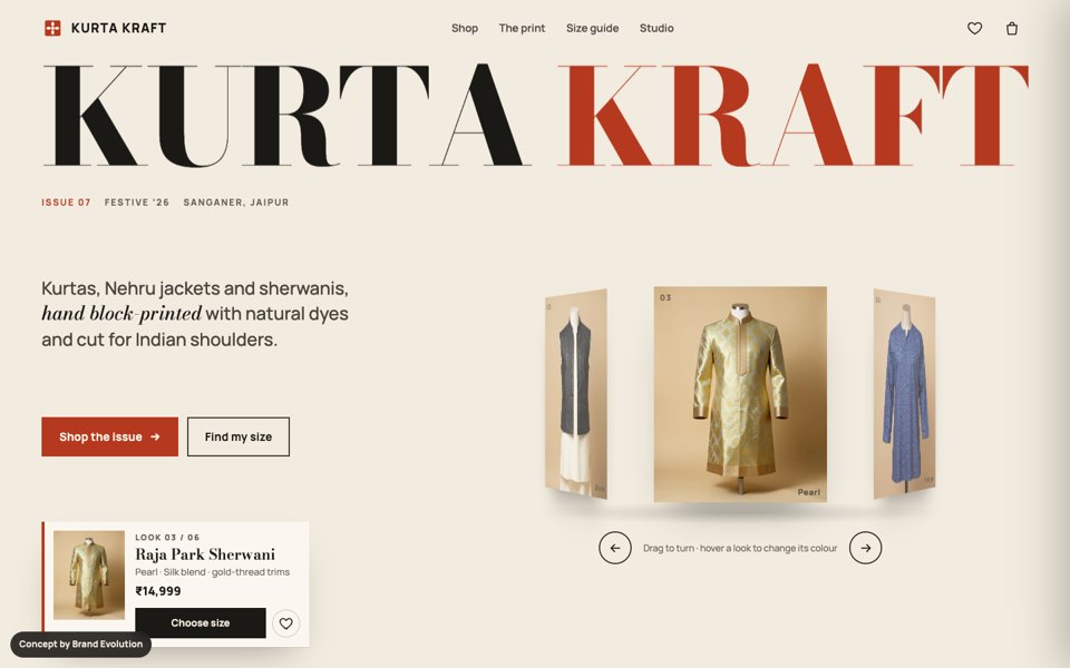 Kurta Kraft concept homepage