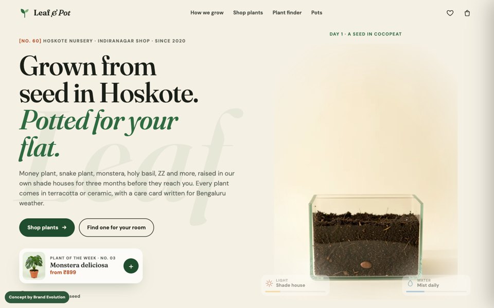 Leaf & Pot concept homepage