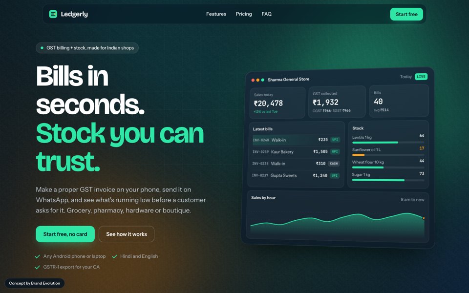 Ledgerly concept homepage