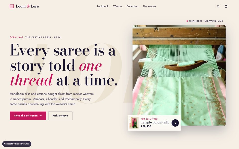 Loom & Lore concept homepage