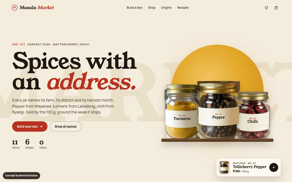 Masala Market concept homepage