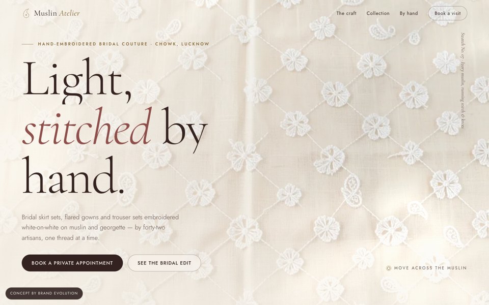 Muslin Atelier concept homepage