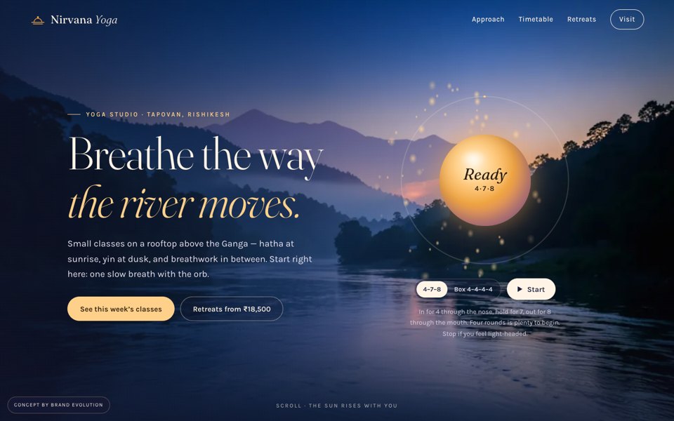 Nirvana Yoga concept homepage