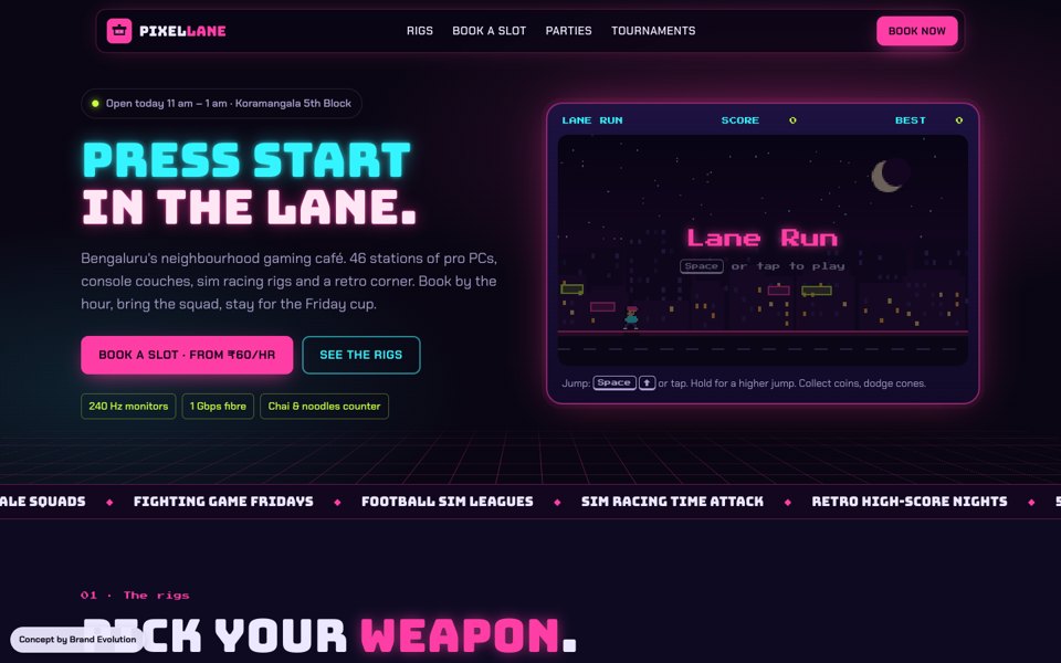 Pixel Lane concept homepage