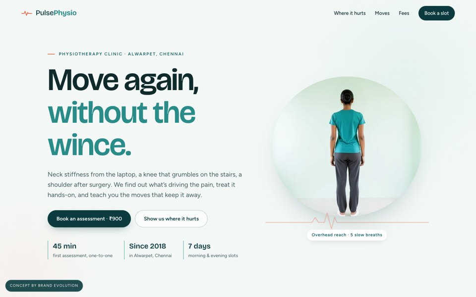 Pulse Physio concept homepage