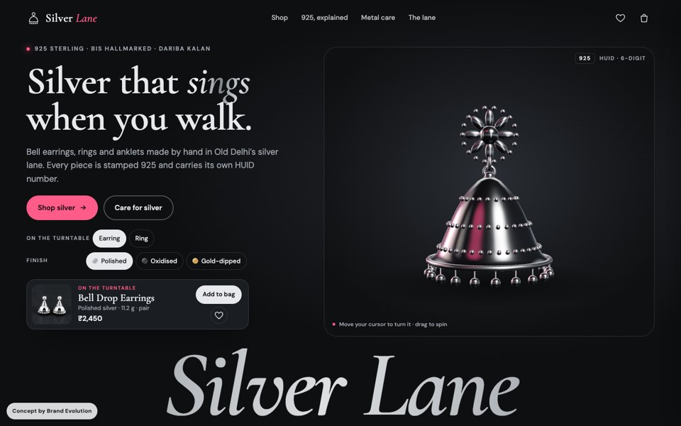 Silver Lane concept homepage