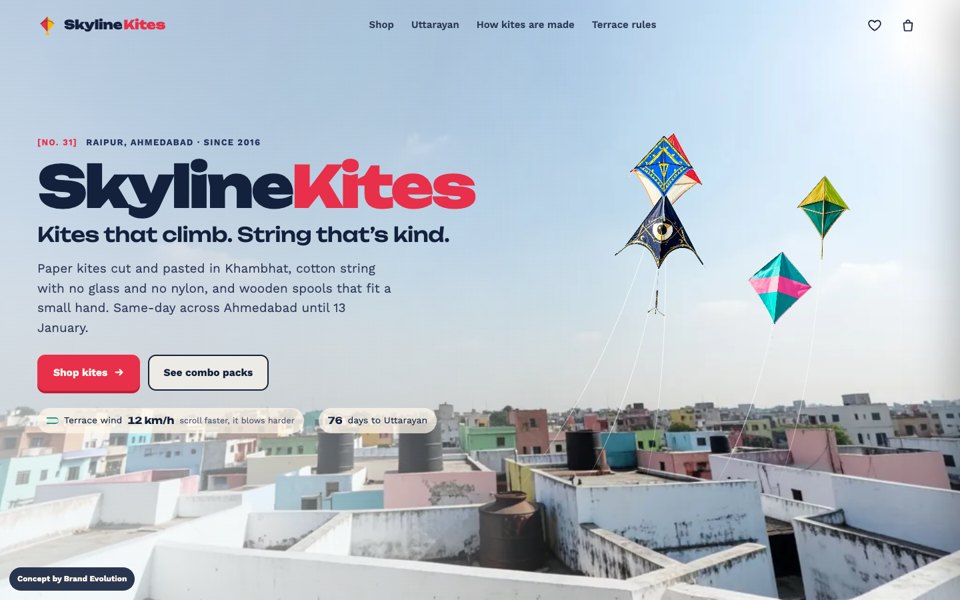 Skyline Kites concept homepage
