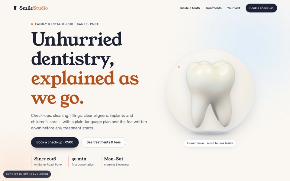 Smile Studio concept homepage