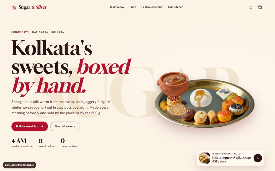 Sugar & Silver concept homepage