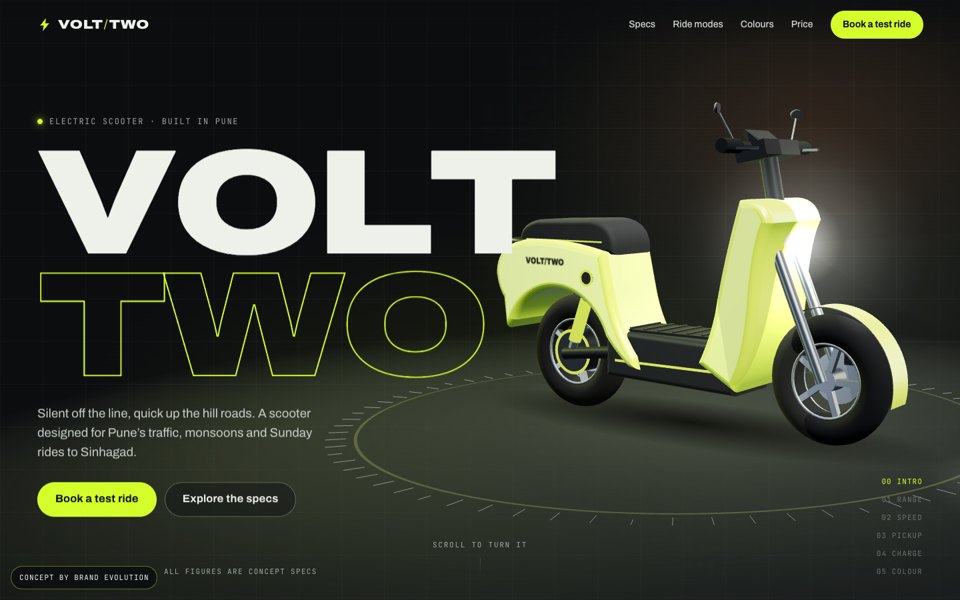 Volt Two concept homepage
