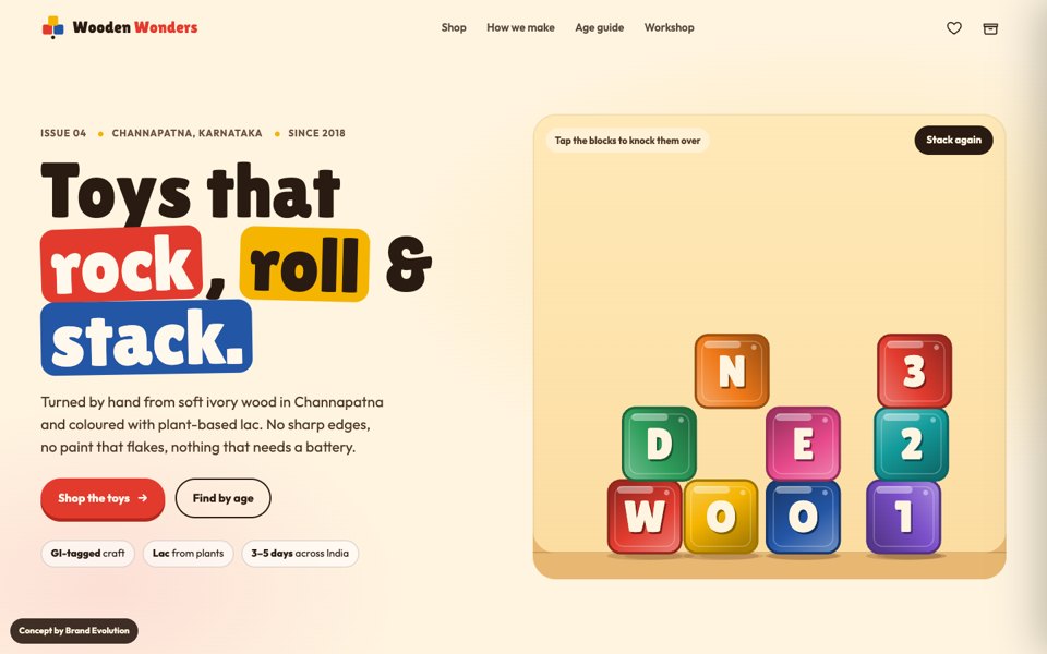 Wooden Wonders concept homepage